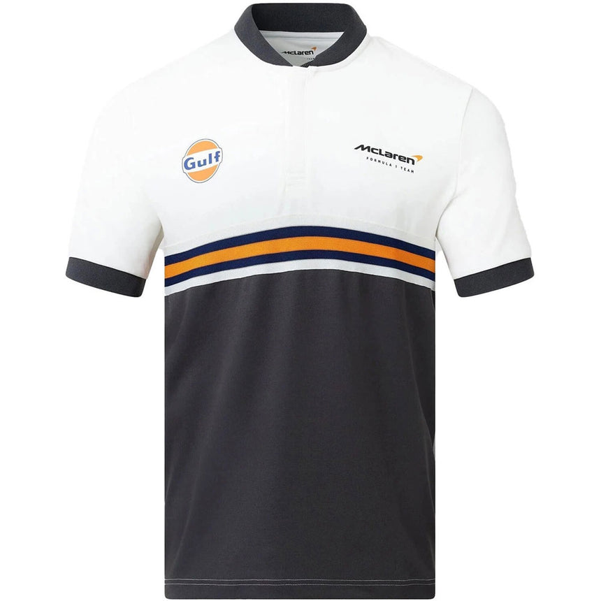 Mclaren Gulf F1 Team Snow White & Phantom Grey Polo Tee Shirt