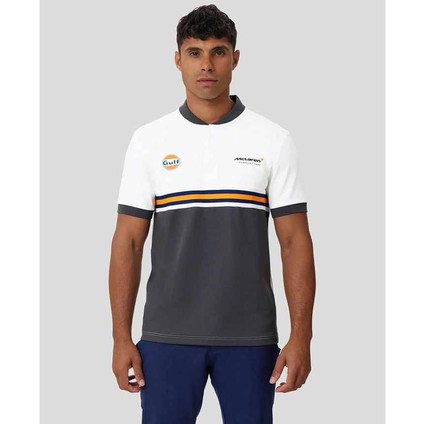 Mclaren Gulf F1 Team Snow White & Phantom Grey Polo Tee Shirt