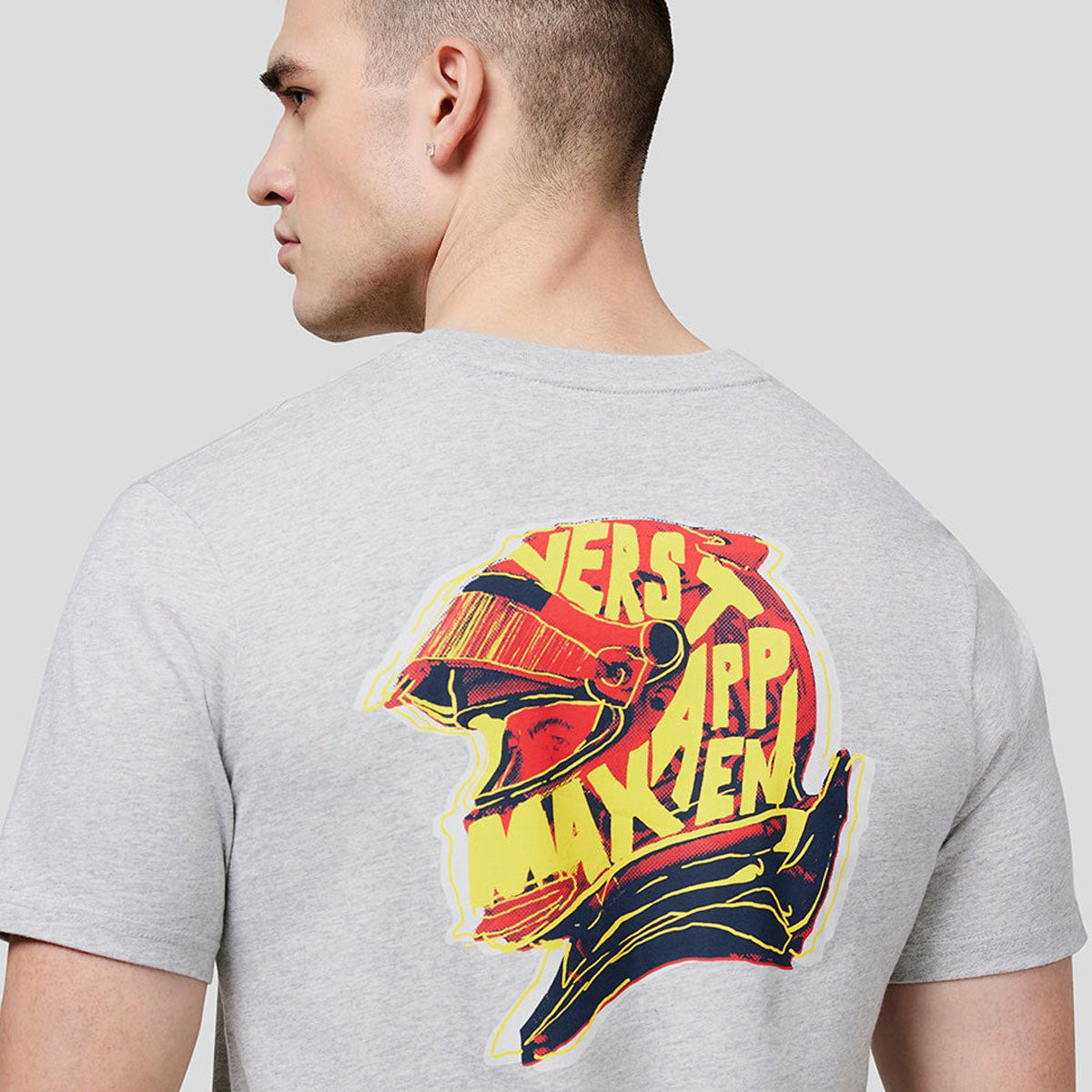 Red Bull Racing F1 Team Max Verstappen Grey Helmet Tee Shirt