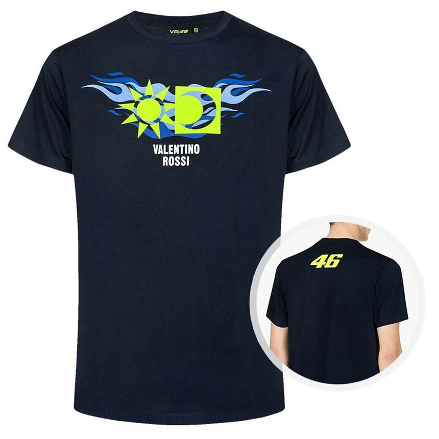 Valentino Rossi VR46 WRT Team Navy Sun & Moon Logo Tee Shirt