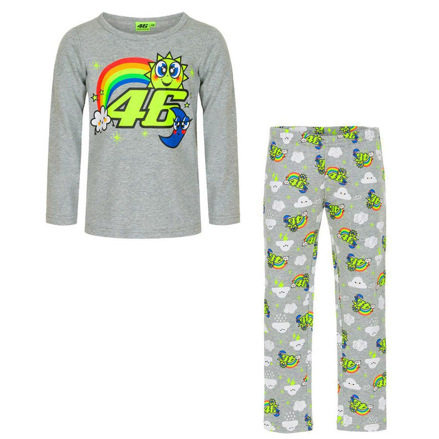 Valentino Rossi VR46 Moto GP Kids Grey 46 Print Long Sleeve & Bottom Pyjama Set