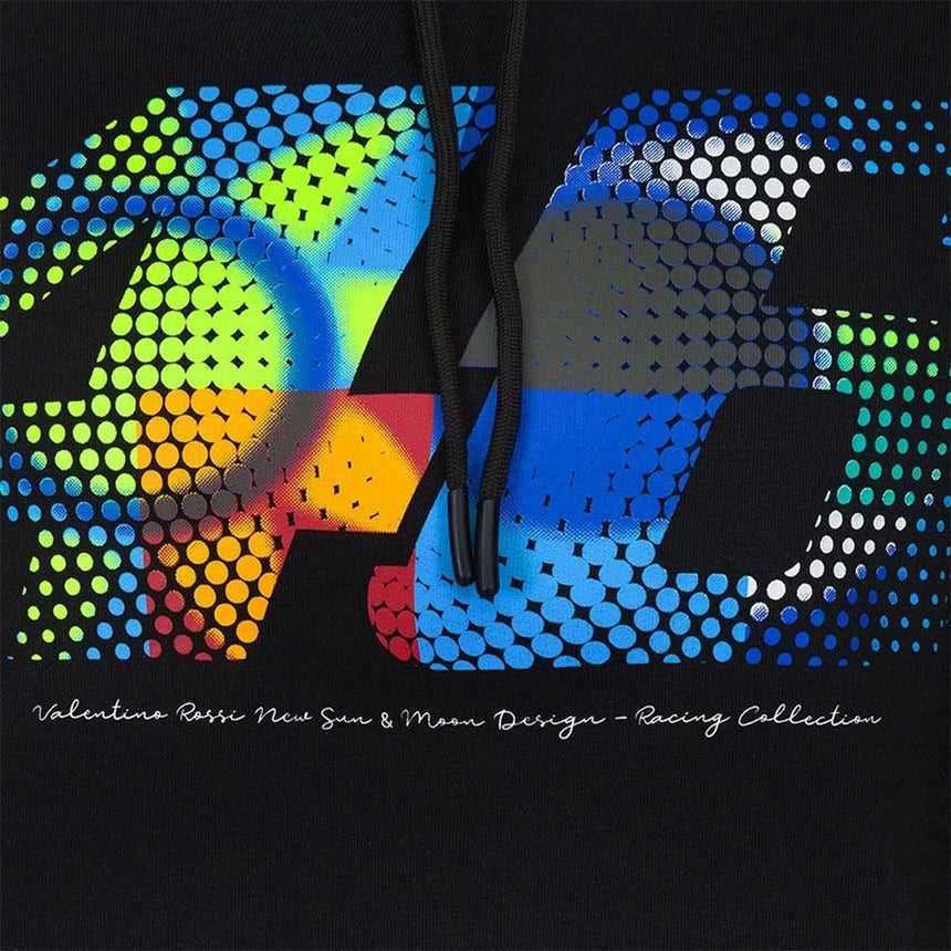 Valentino Rossi VR46 Moto GP Black 46 Sun & Moon Large Print Hoodie