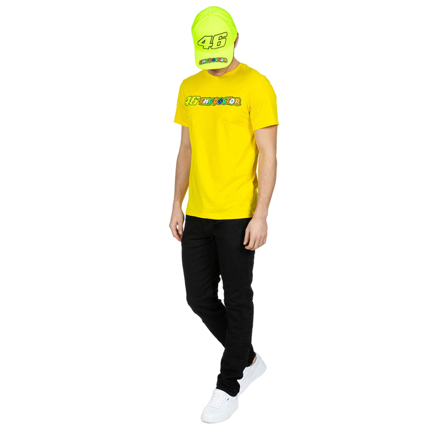 Valentino Rossi VR46 Moto GP Yellow Front The Doctor Print Tee Shirt