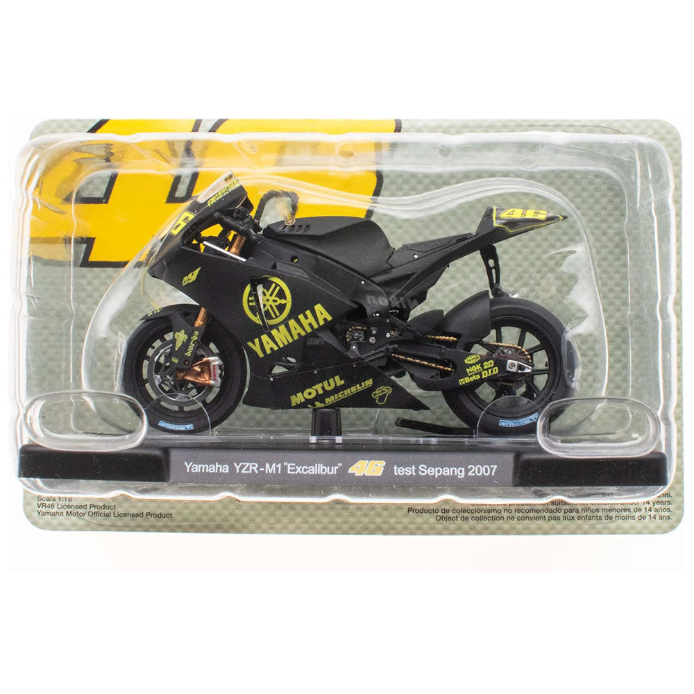 1:18 Yamaha YZR-M1 Excalibur 46 Test Sepang 2007 Black Model Bike