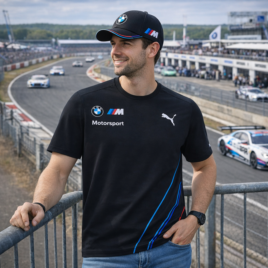 BMW Motorsport Puma Men's T Shirt Charcoal Grey Official Team Tee Shirt