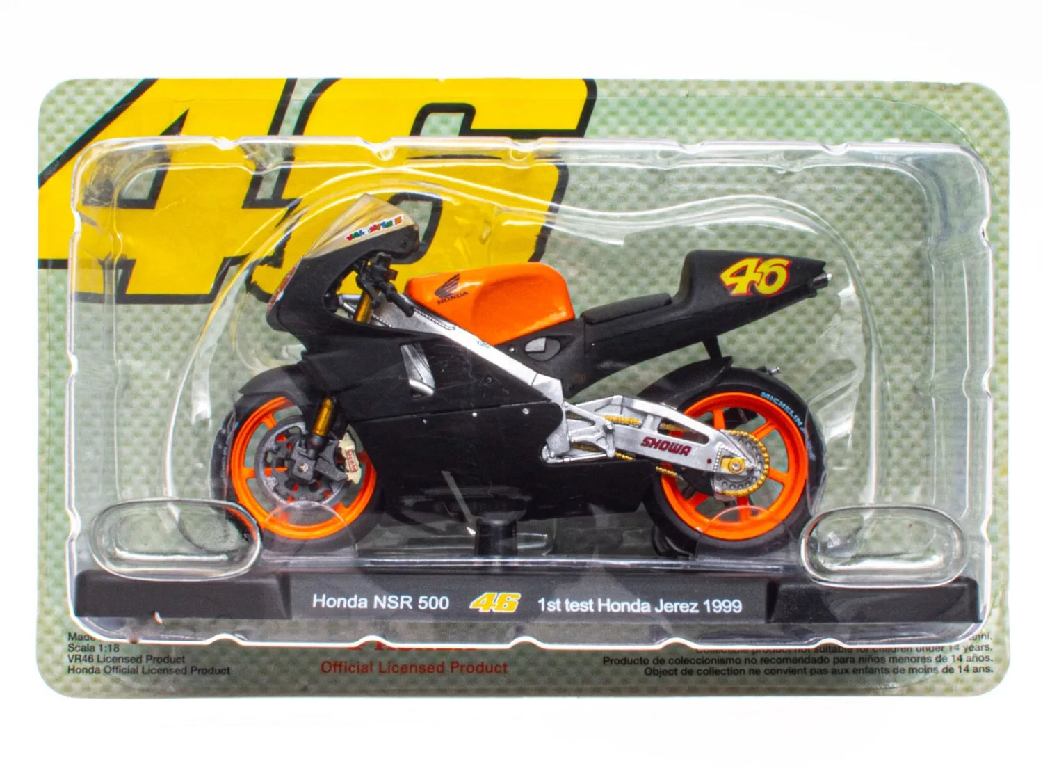 1:18 Honda NSR 500 46 Valentino Rossi 1st Test Honda Jerez 1999 Model Bike