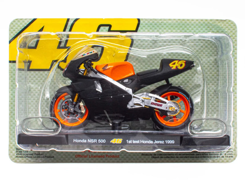 1:18 Honda NSR 500 46 Valentino Rossi 1st Test Honda Jerez 1999 Model Bike