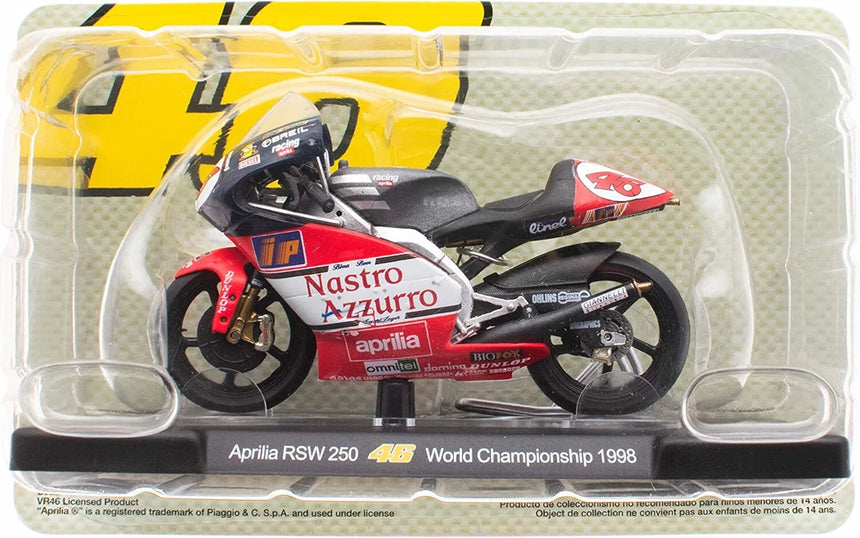 1:18 Aprilia RSW 250 46 Valentino Rossi World Championship 1998 Model Bike