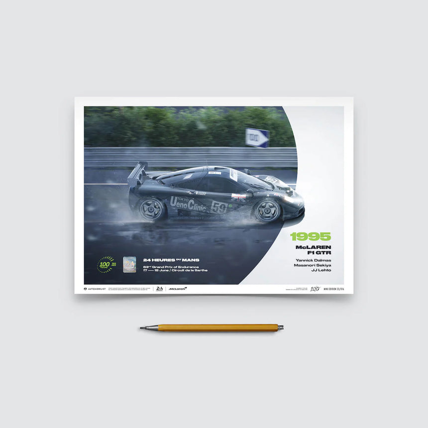 McLaren F1 GTR 1995 100th Anniversary 24h Le Mans Poster J Lehto, Masanori Sekiya, Yannick Dalmas
