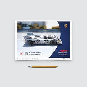 Porsche 917 KH 1971 100th Anniversary 24h Le Mans Poster Gijs van Lennep, Helmut Marko