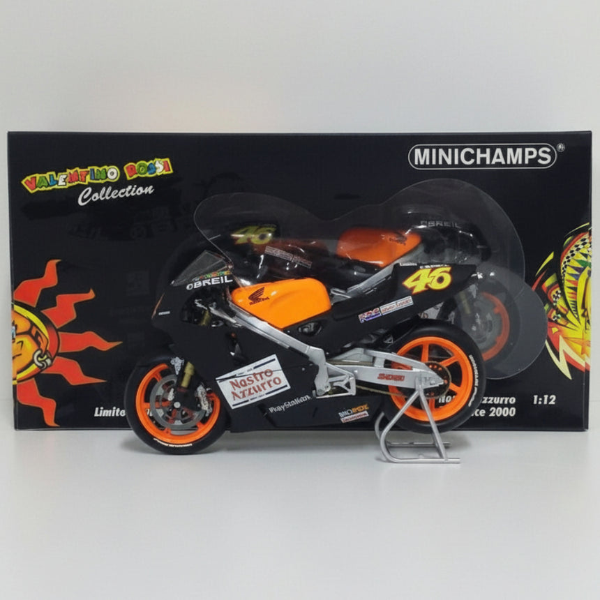 Minichamps Scale 1:12 Valentino Rossi VR46 Team Nastro Azzurro Test 2000 Model Bike