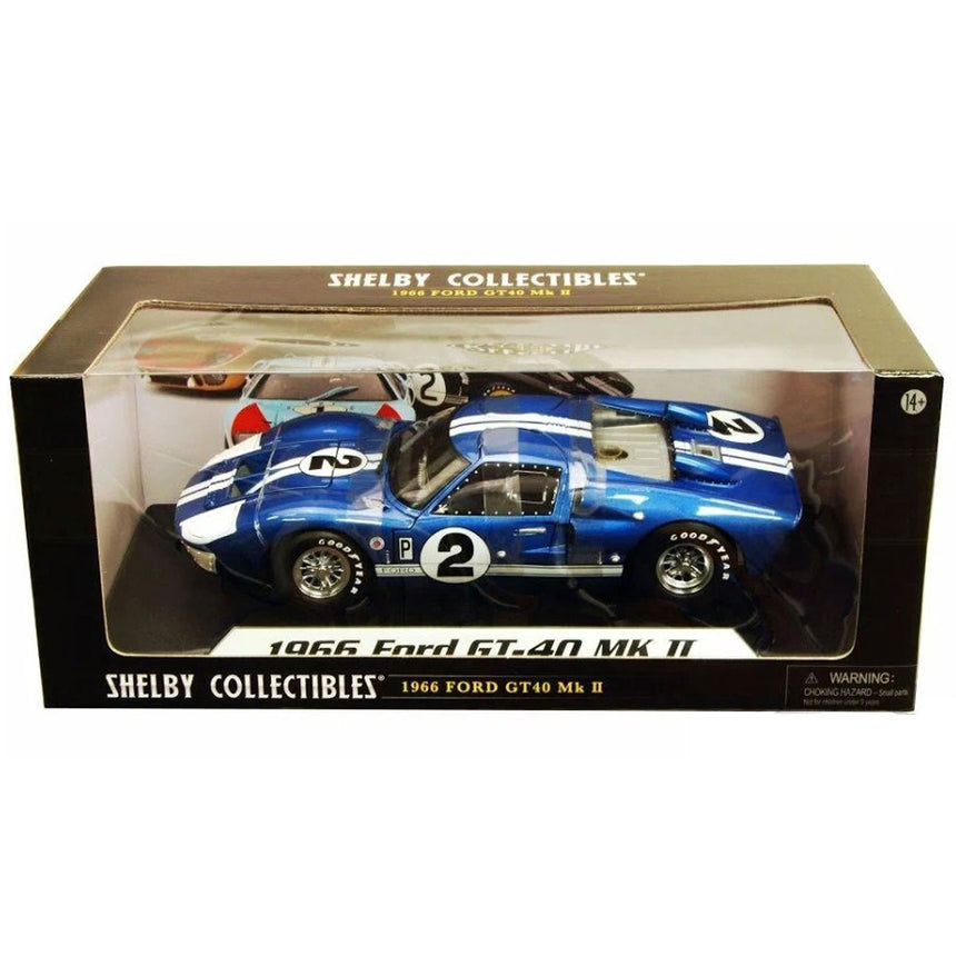 Shelby Collectibles 1:18 Scale Metalic Blue 1966 Ford GT-40 MKII Model Car