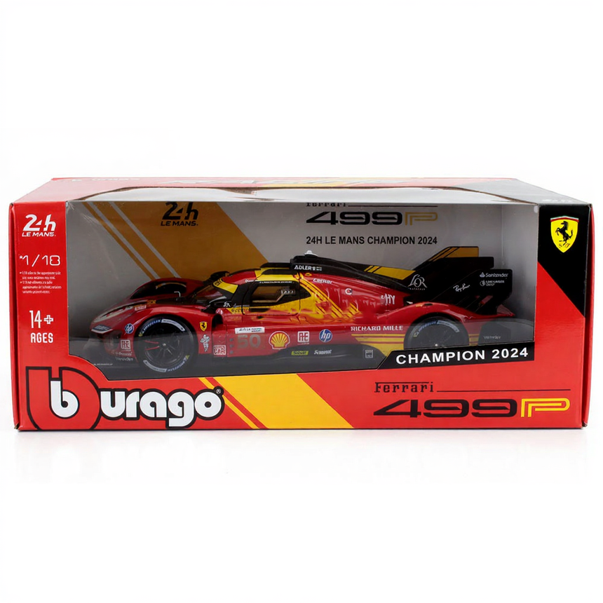 Bburago 1:18 Ferrari 499P 3.0L Turbo Team AF Corse #50 Winner 24h Le Mans 2024
