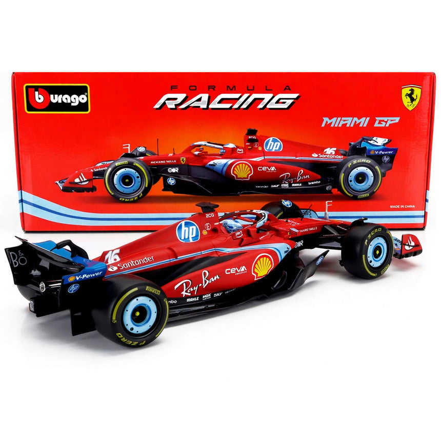 Bburago 1:18 Ferrari F1 SF24 Charles Leclerc #16 Miami GP 2024 Model Car
