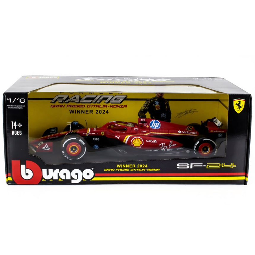 Bburago 1:18 Ferrari F1 SF24 Charles Leclerc #16 Winner Monza GP 2024 Model Car