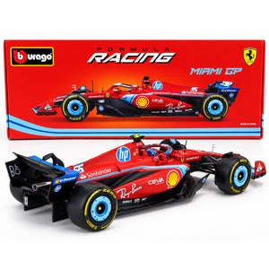 Bburago 1:18 Ferrari F1 SF24 Carlos Sainz #55 Miami GP 2024 Diecast Model Car