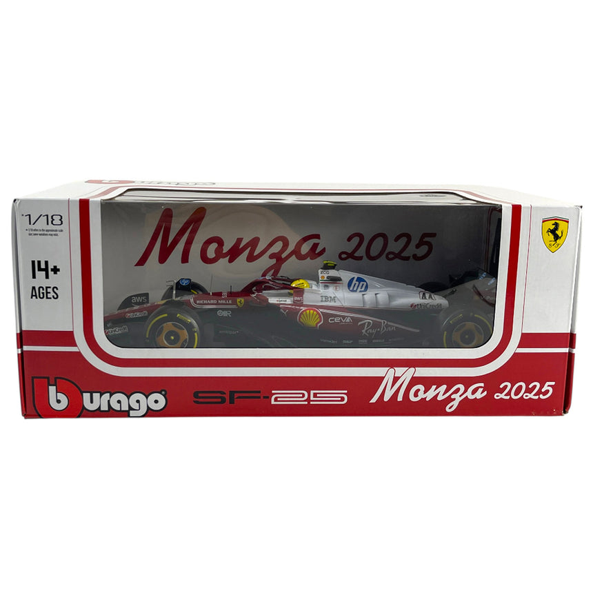 Bburago 1:18 Scale Scuderia Ferrari SF25 #44 Hamilton Monza GP Model Car