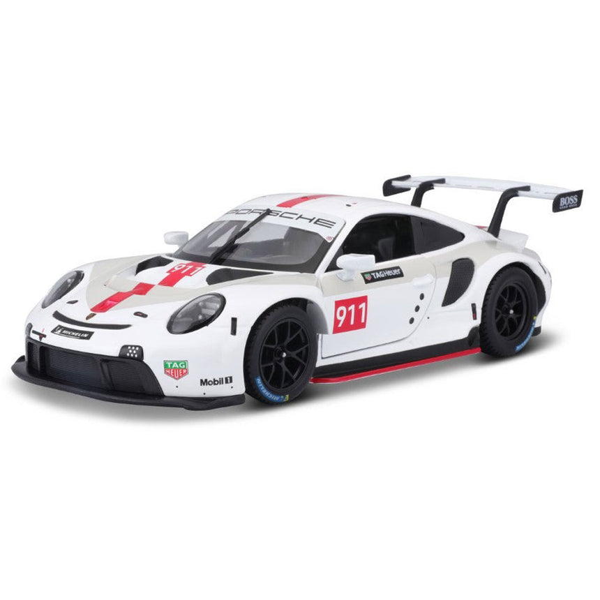 Bburago 1/24 Porsche 911 RSR Motorsport White Livery Diecast Model Car