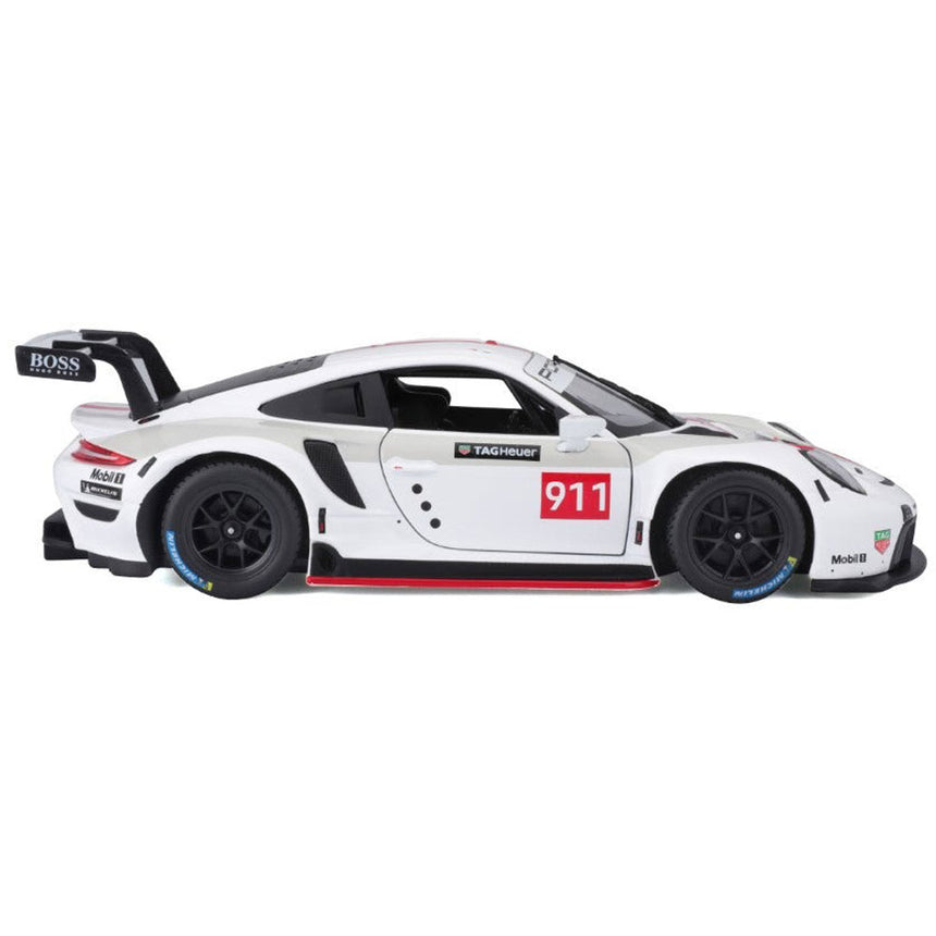 Bburago 1/24 Porsche 911 RSR Motorsport White Livery Diecast Model Car