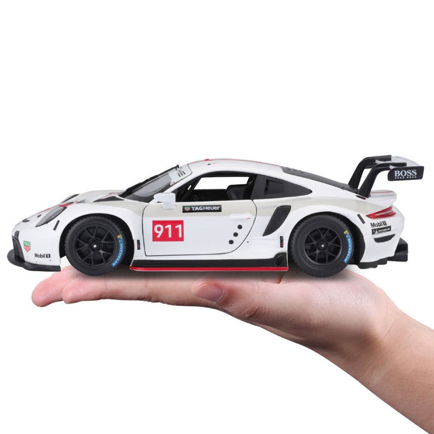 Bburago 1/24 Porsche 911 RSR Motorsport White Livery Diecast Model Car