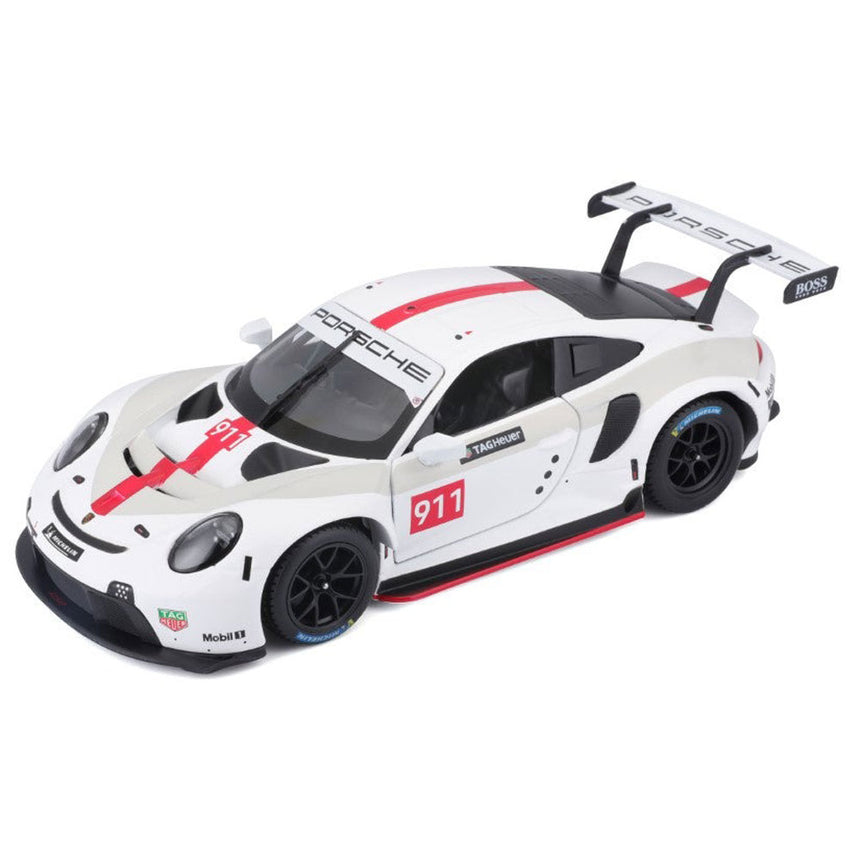 Bburago 1/24 Porsche 911 RSR Motorsport White Livery Diecast Model Car
