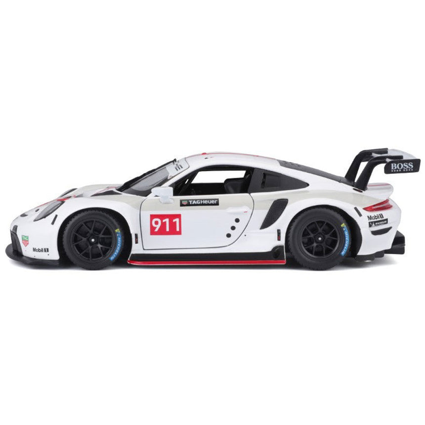 Bburago 1/24 Porsche 911 RSR Motorsport White Livery Diecast Model Car