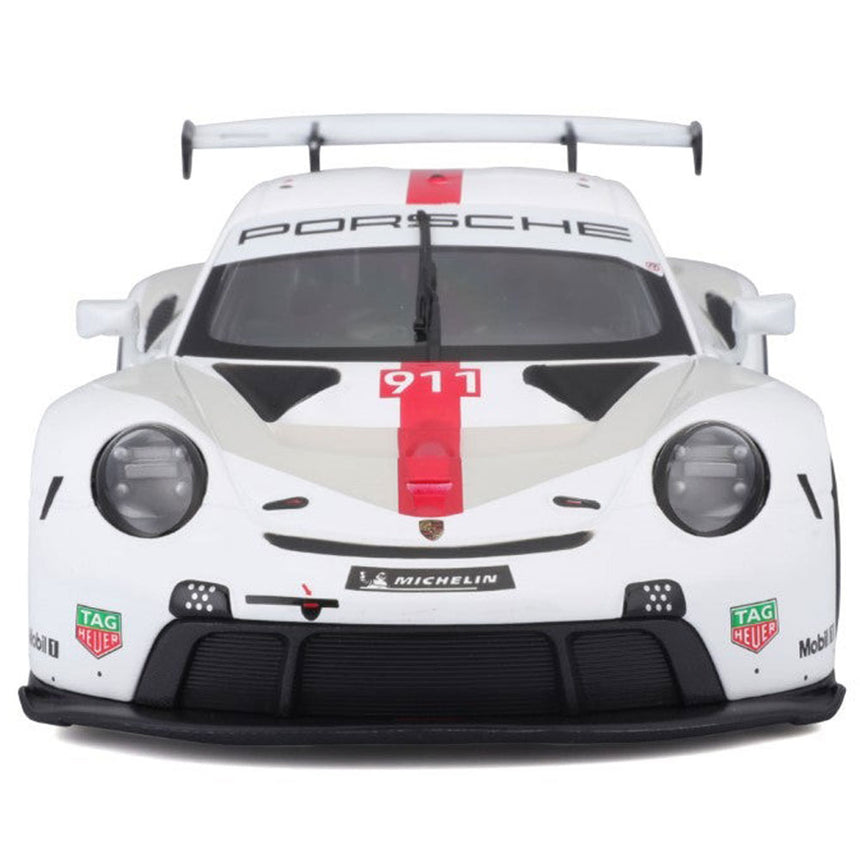 Bburago 1/24 Porsche 911 RSR Motorsport White Livery Diecast Model Car