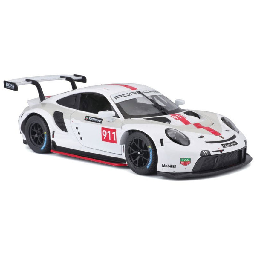 Bburago 1/24 Porsche 911 RSR Motorsport White Livery Diecast Model Car