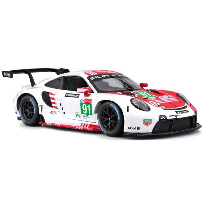 Bburago 1/24 Porsche 911 RSR Motorsport Red/White Livery Diecast Model Car