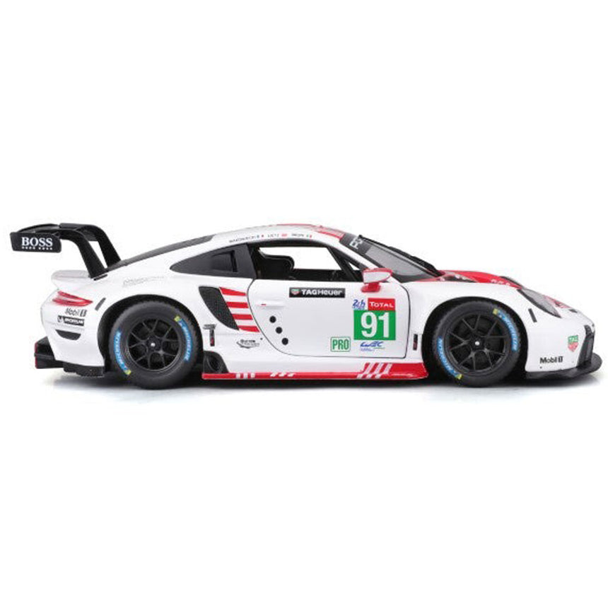 Bburago 1/24 Porsche 911 RSR Motorsport Red/White Livery Diecast Model Car