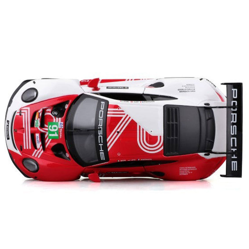 Bburago 1/24 Porsche 911 RSR Motorsport Red/White Livery Diecast Model Car