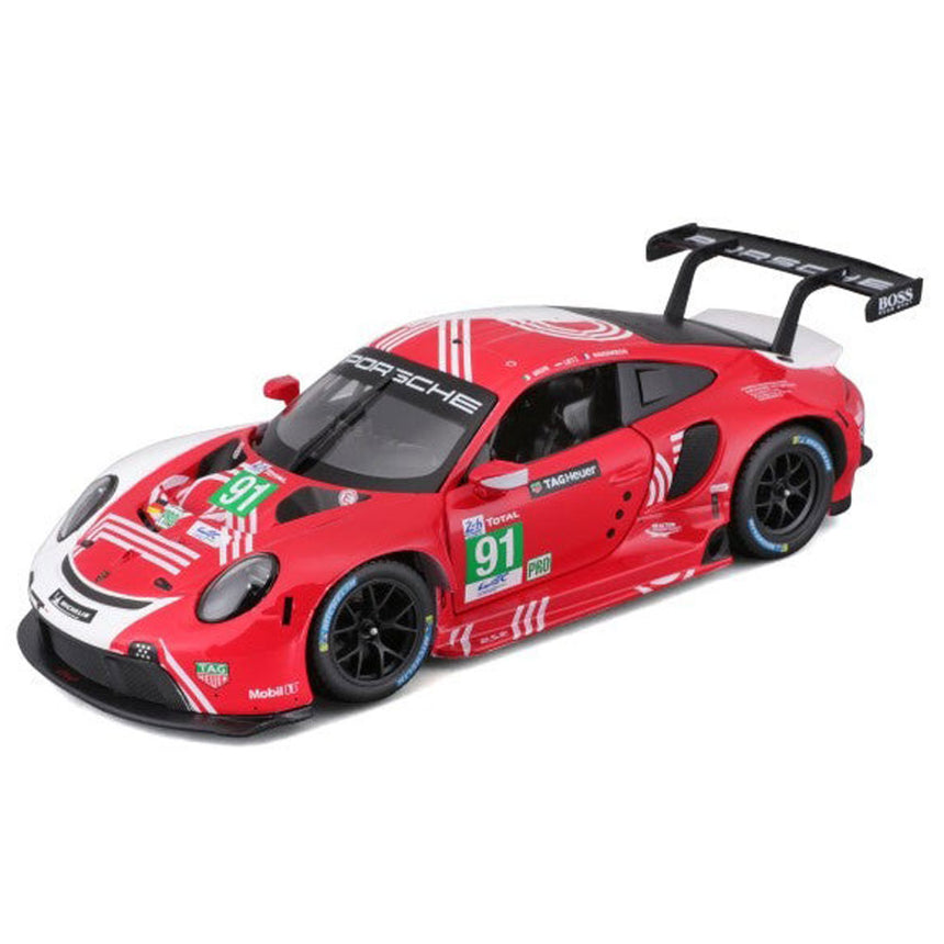 Bburago 1/24 Porsche 911 RSR Motorsport Red/White Livery Diecast Model Car
