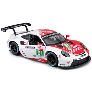 Bburago 1/24 Porsche 911 RSR Motorsport Red/White Livery Diecast Model Car