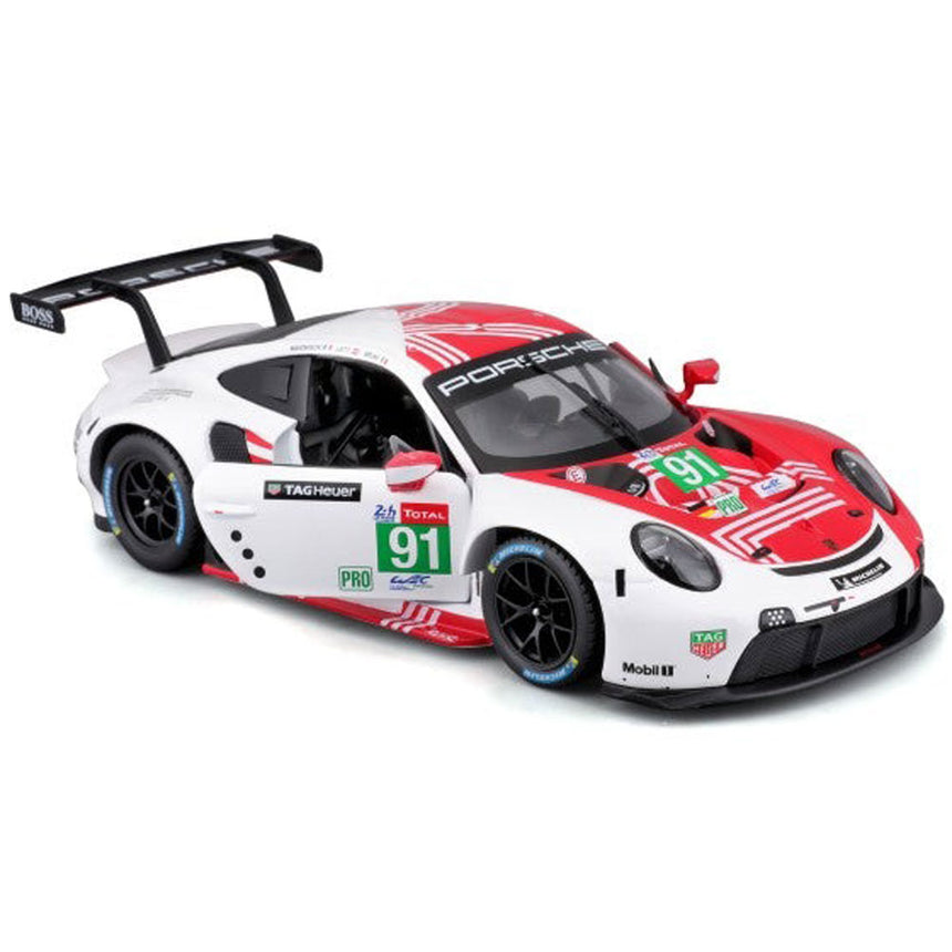 Bburago 1/24 Porsche 911 RSR Motorsport Red/White Livery Diecast Model Car
