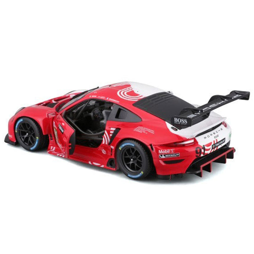 Bburago 1/24 Porsche 911 RSR Motorsport Red/White Livery Diecast Model Car