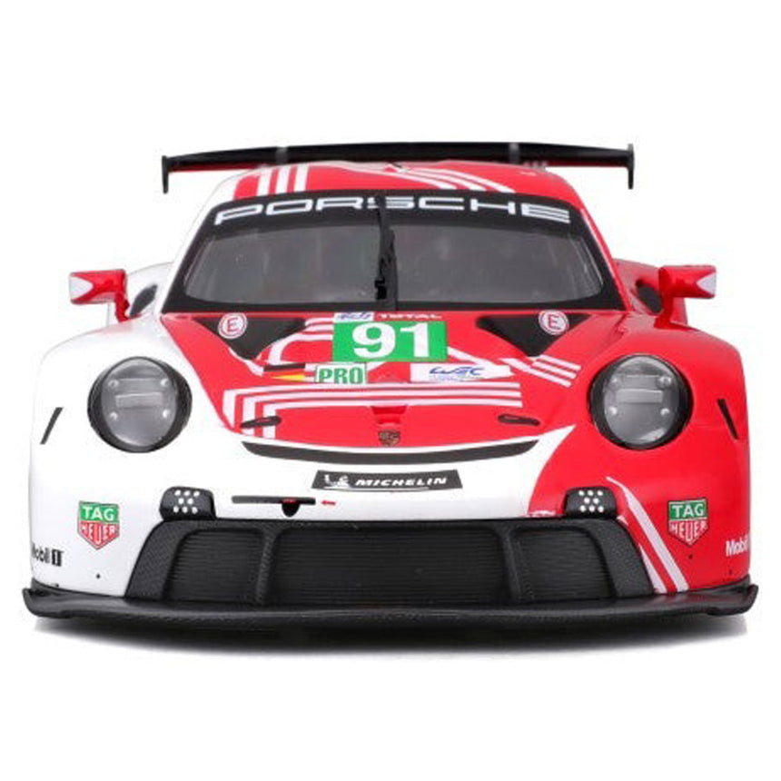 Bburago 1/24 Porsche 911 RSR Motorsport Red/White Livery Diecast Model Car