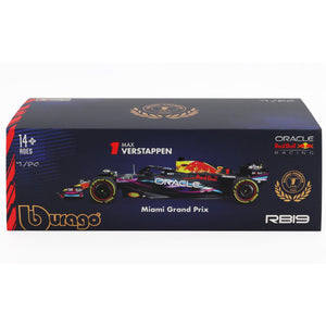 Bburago 1:24 Red Bull F1 RB19 Max Verstappen #1 Miami 2023 Display Case Model