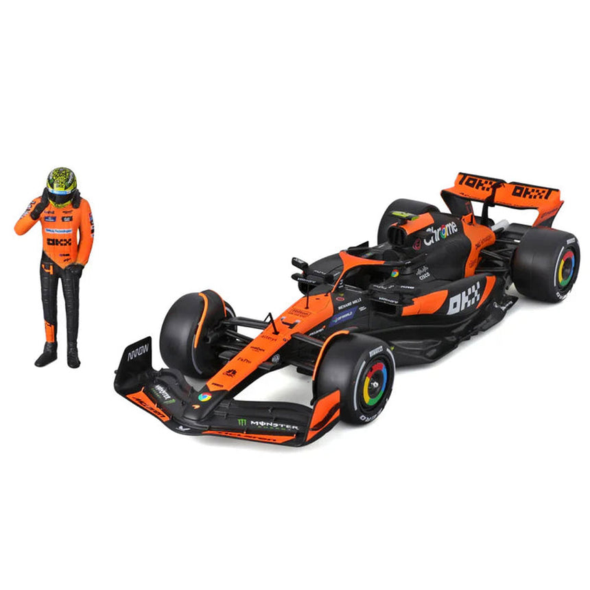 Bburago 1:24 McLaren MCL38 Miami Grand Prix 2024 Lando Norris Model Car With Figure