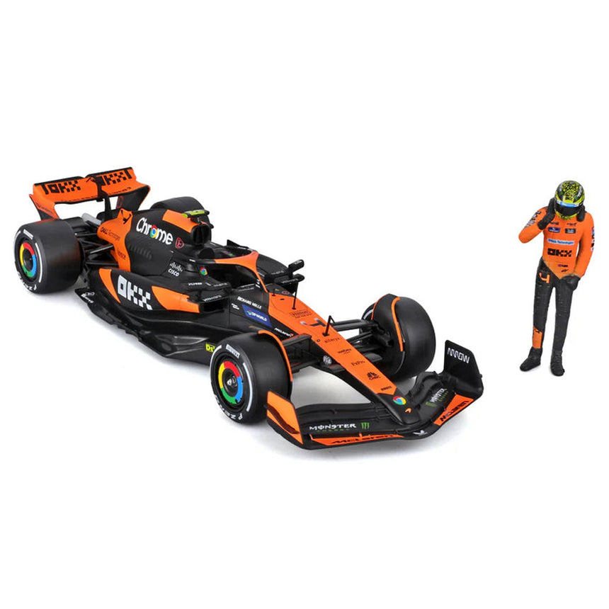 Bburago 1:24 McLaren MCL38 Miami Grand Prix 2024 Lando Norris Model Car With Figure