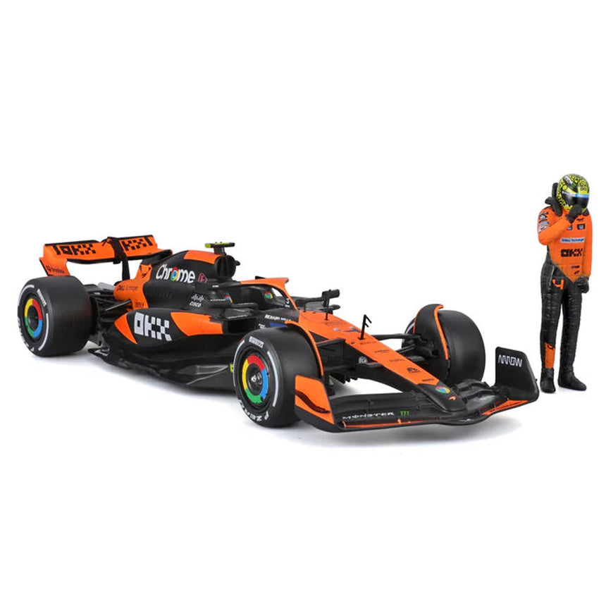 Bburago 1:24 McLaren MCL38 Miami Grand Prix 2024 Lando Norris Model Car With Figure