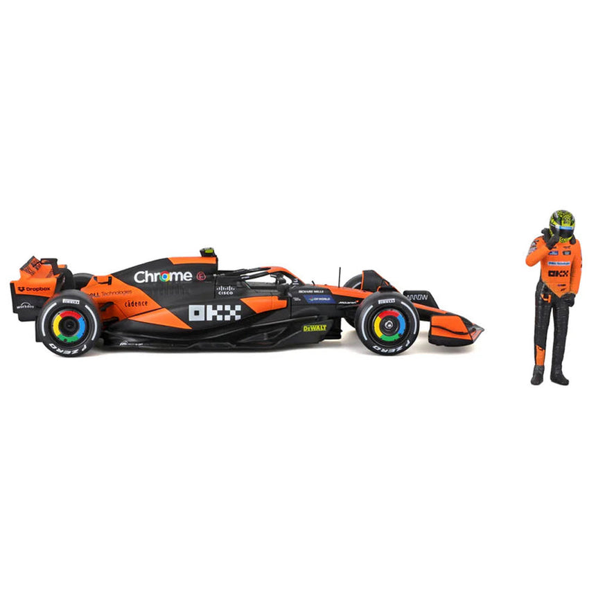 Bburago 1:24 McLaren MCL38 Miami Grand Prix 2024 Lando Norris Model Car With Figure