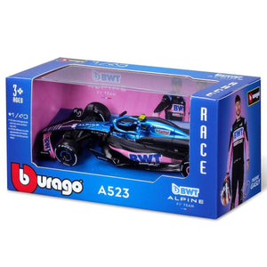 Bburago 1:43 Scale Die‑Cast BWT Alpine A523 2023 F1 Car #10 Pierre Gasly - Window Box
