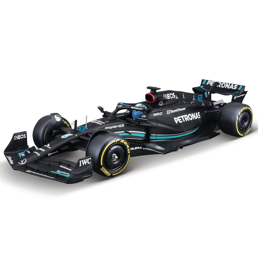 Burago 1:43 Mercedes AMG Petronas 2023 #63 George Russel Display Case Model Car