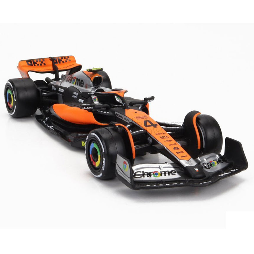 Bburago 1:43 Scale Die‑Cast McLaren MCL60 2023 British GP F1 Car #4 Lando Norris - Window Box