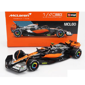 Bburago 1:43 Scale Die‑Cast McLaren MCL60 2023 British GP F1 Car #4 Lando Norris - Window Box