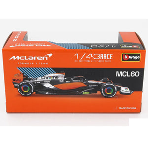 Bburago 1:43 Scale Die‑Cast McLaren MCL60 2023 British GP F1 Car #4 Lando Norris - Window Box