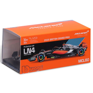 Bburago 1/43 Mclaren MCL60 2023 #4 Lando Norris Display Case Model