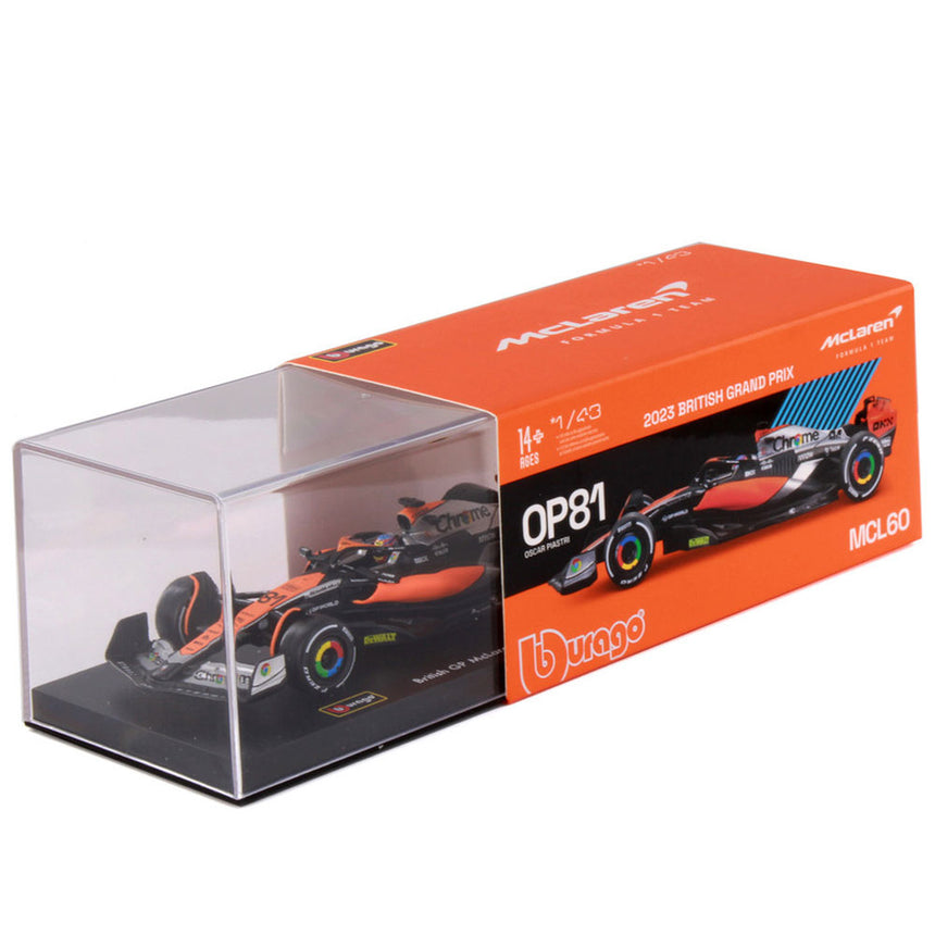 Burago 1:43 McLaren MCL60 2023 #81 Oscar Piastri Display Case Model Car