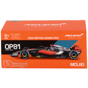 Burago 1:43 McLaren MCL60 2023 #81 Oscar Piastri Display Case Model Car