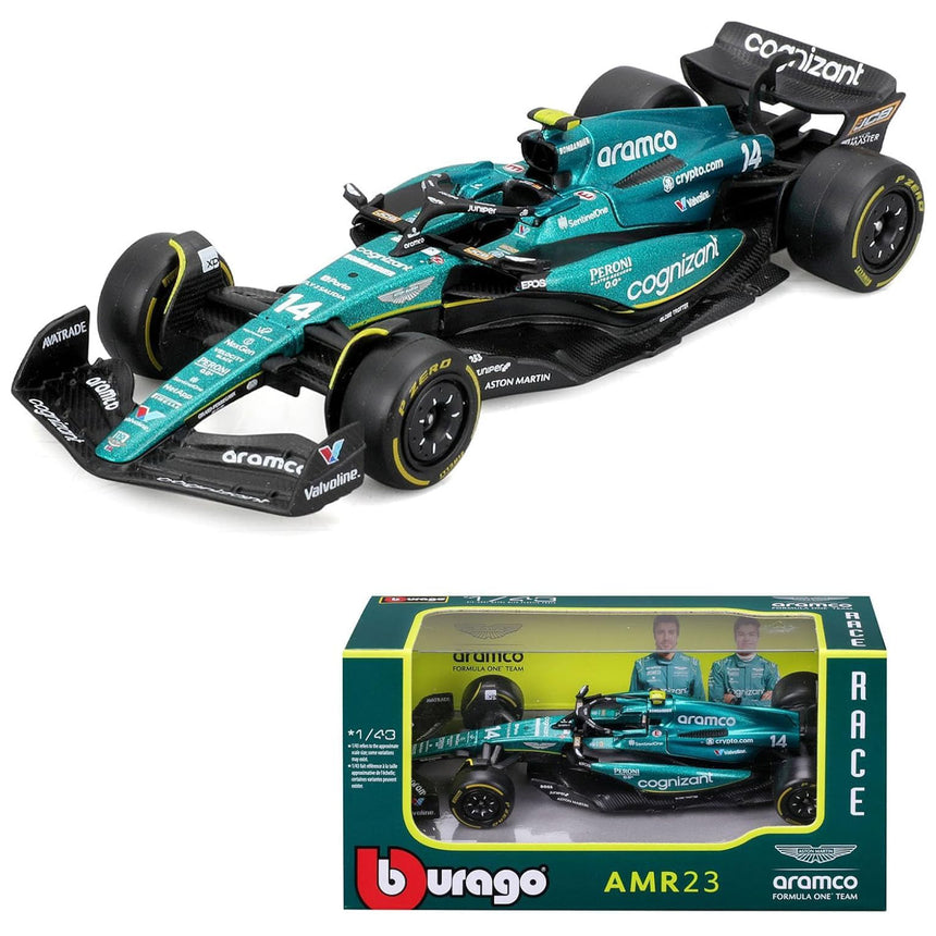 Bburago 1:43 Scale Aston Martin F1 AMR23 Fernando Alonso Model Car